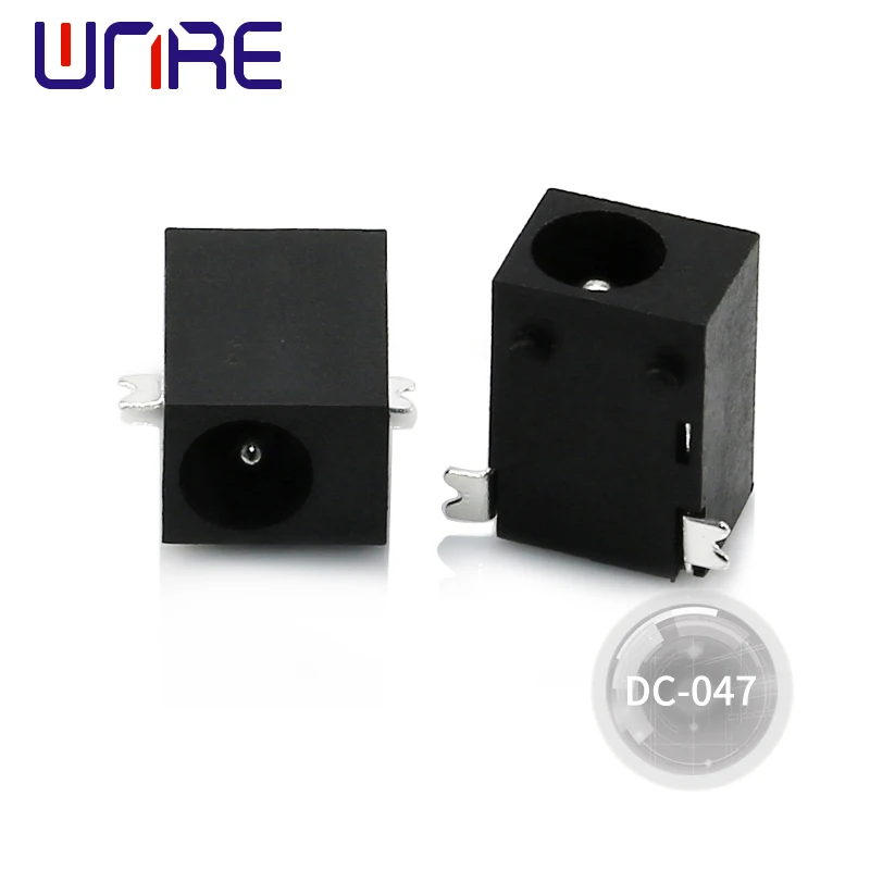 DC-047 2P Horizontal Circular Hole DC Power Socket Interface Black Connector Adapter Equipment Product Charging Port Female