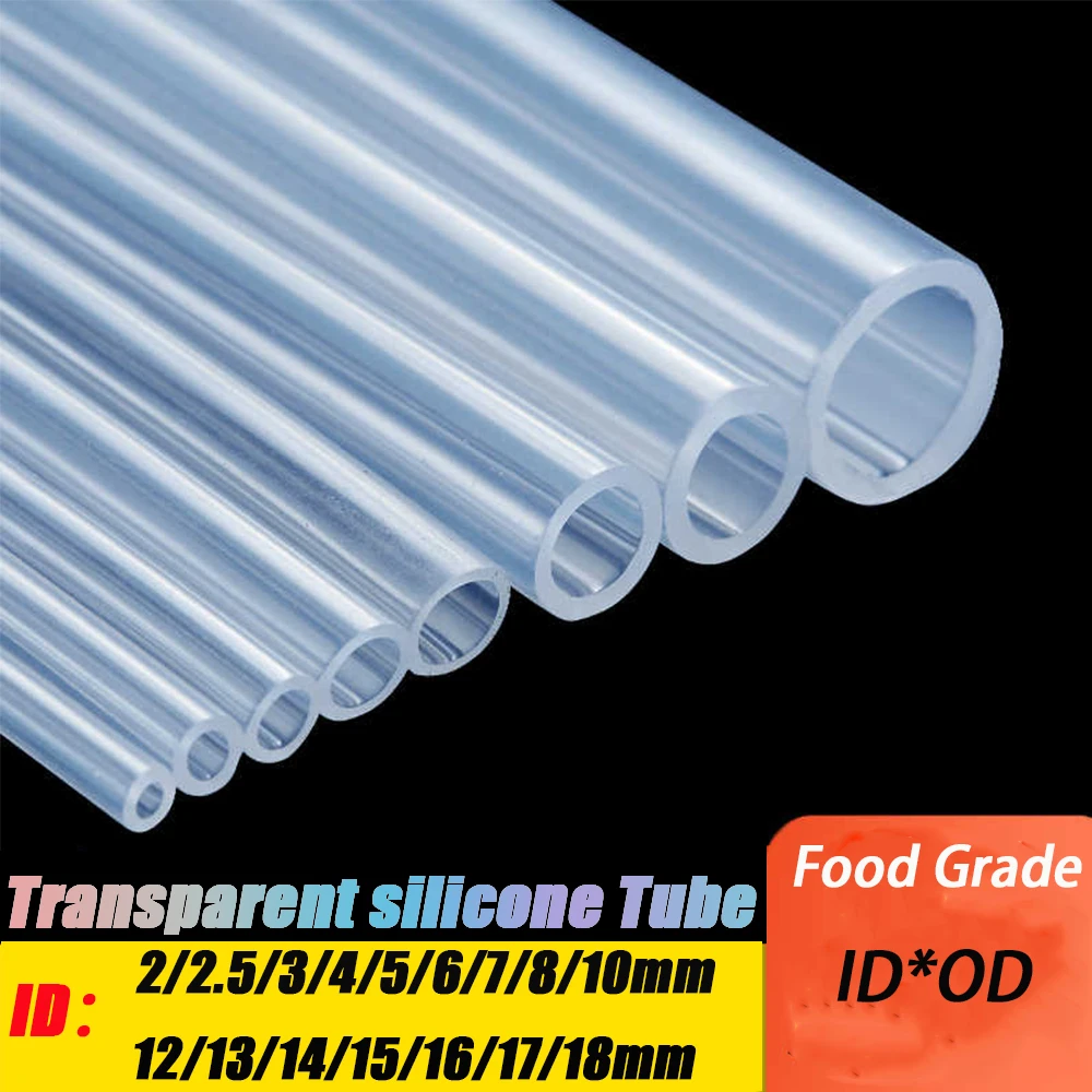 

1/10 метров ID 2 3 4 5 6 7 8 9 10 12-25 мм пищевой прозрачный силиконовый резиновый шланг O.D Гибкая нетоксичная силиконовая трубка