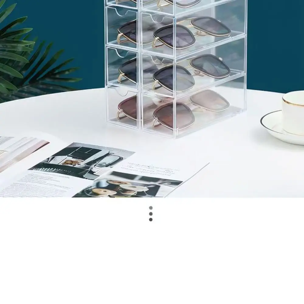 Clear Acrylic Drawer Storage Box Stackable Desktop Organizer For Sunglasses Eyeglasses Jewelry Stationery Case