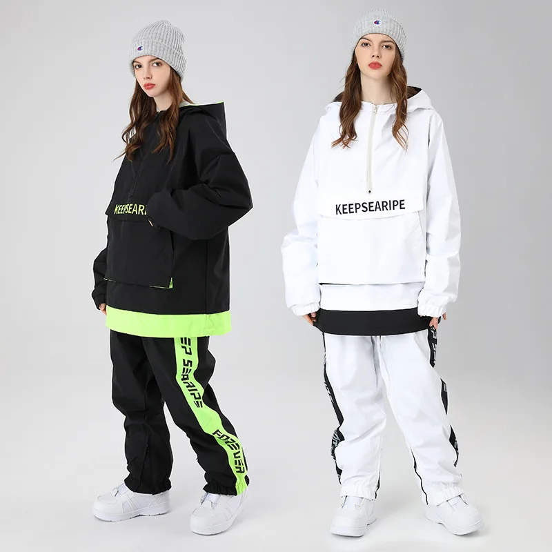 

New Oversize Loose Ski Suit Women and Men's Couple Set Single Board Double Board Ski Set