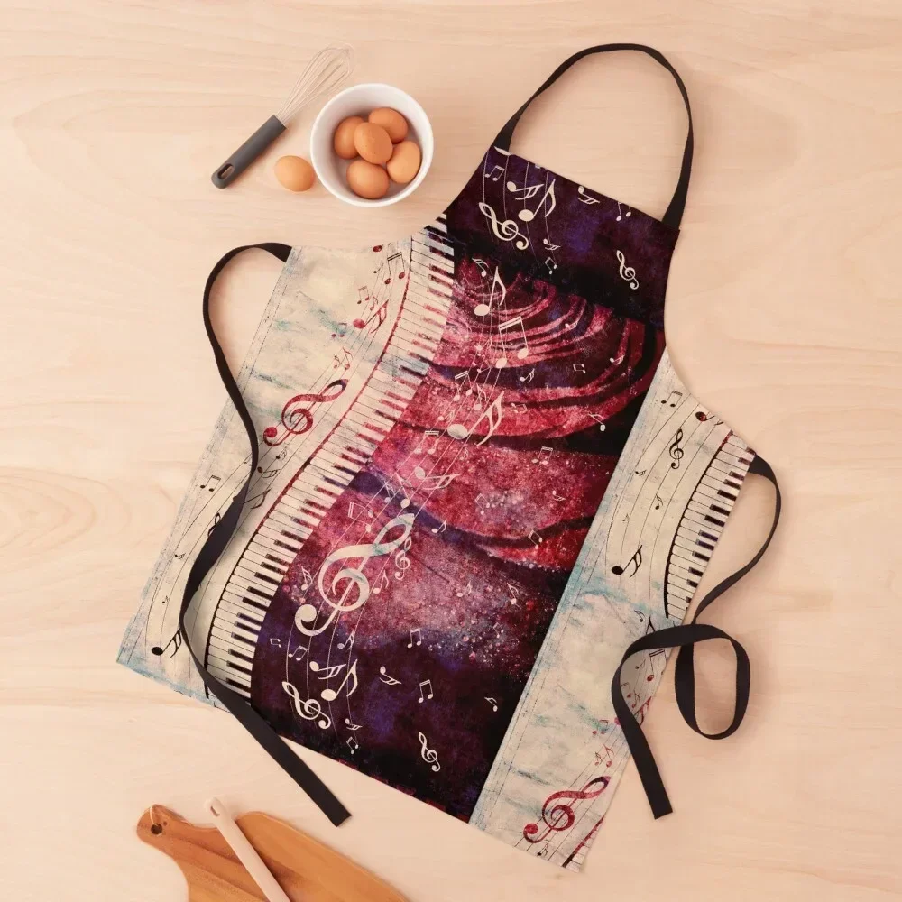 

Piano Keyboard with Music Notes Grunge Apron Hairdressing Hairdressing Hairdresser Accessories Apron