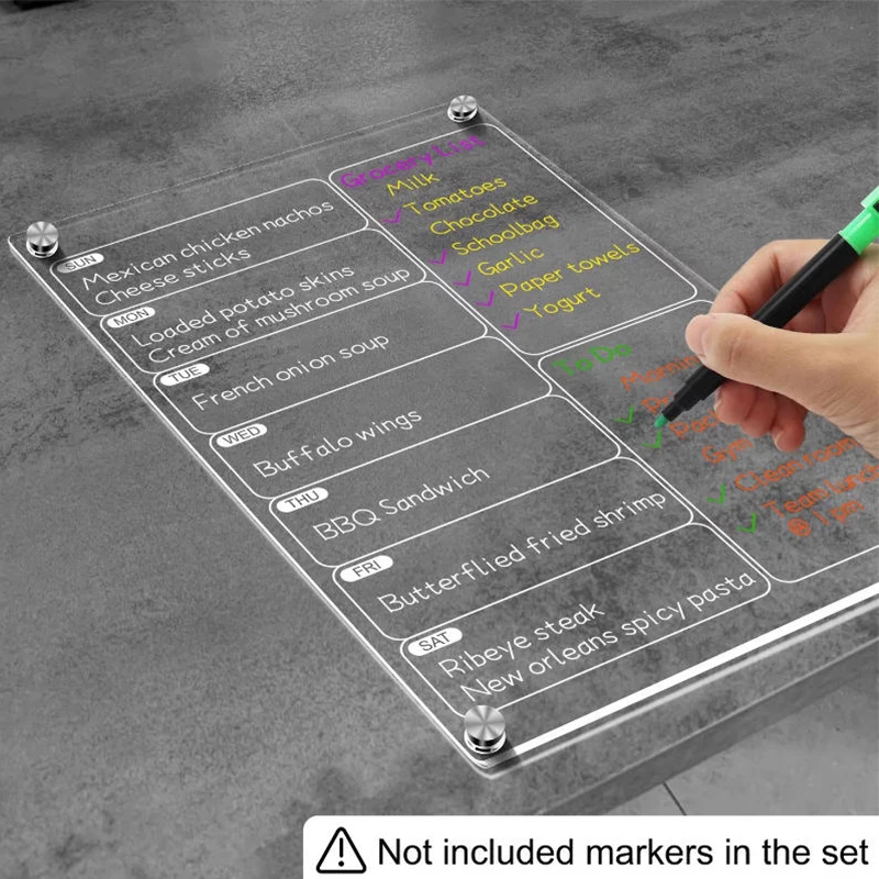 

A3 A4 Acrylic Magnetic Transparent Display Board Message Board for Kitchen Fridge w Markers Clear Weekly Calendar Planning Board