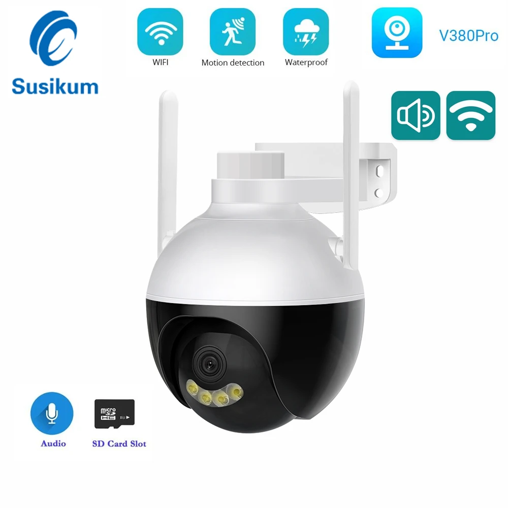 3MP Surveillance WIFI IP Camera Outdoor V380 Pro Security Protection CCTV Waterproof Wireless Speed Dome IP Camera