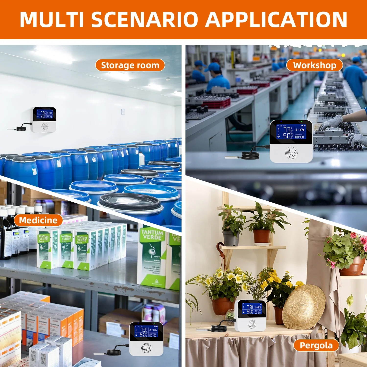 Picture 7: Wireless Temperature Humidity Sensor LCD Display Humidity Monitor Indoor for Smart Home SmartLife Support Alexa Google Assistant