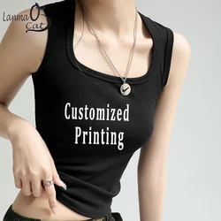 Summer Slim Sports Vest Sexy Custom Printing Women Tank Top U-Neck Crop Tops Summer Women Tops