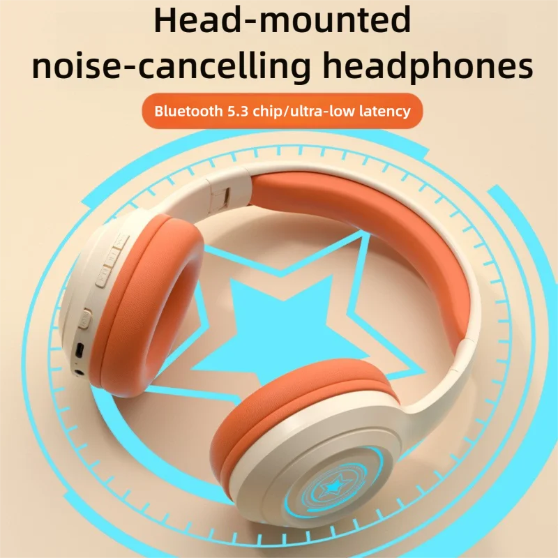 

Head-mounted Bluetooth Headphones Wireless Noise-Cancelling Protable Foldable RGB Long Battery Life TF AUX Supported For Gaming