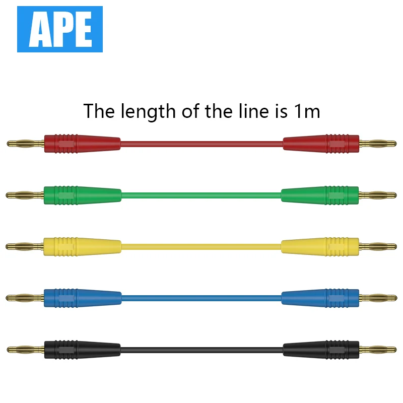 Lunghezza 1M spina a Banana altamente flessibile da 2mm maschio a maschio cavo di prova elettrica linea 5 pezzi