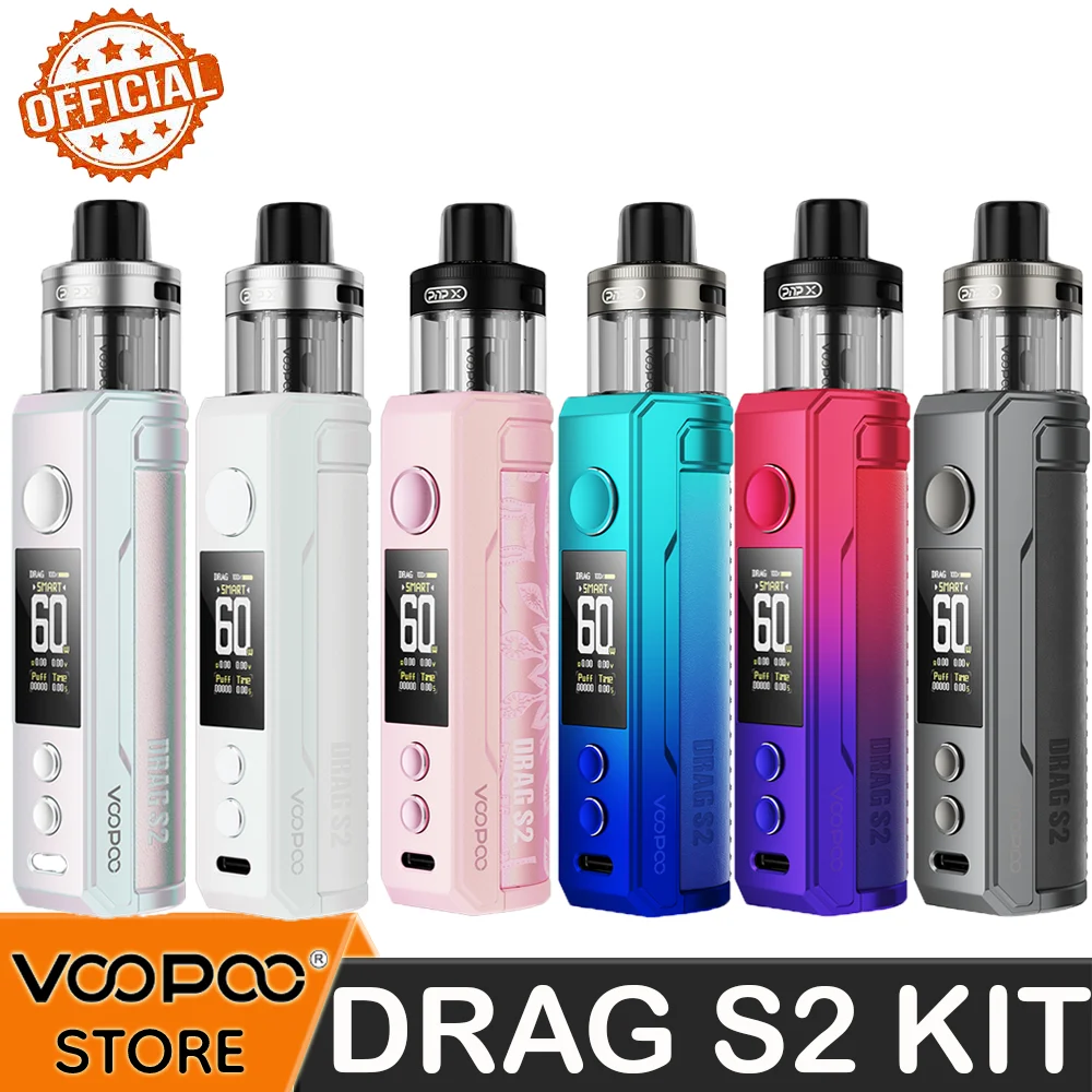 منصة الانحلال الرسمية VOOPOO DRAG S2 KIT PnP X، مدمجة ببطارية 2500 مللي أمبير في الساعة PnP X Cartridge DTLPnP X 0.2 Ω / PnP X 0.3 Ω