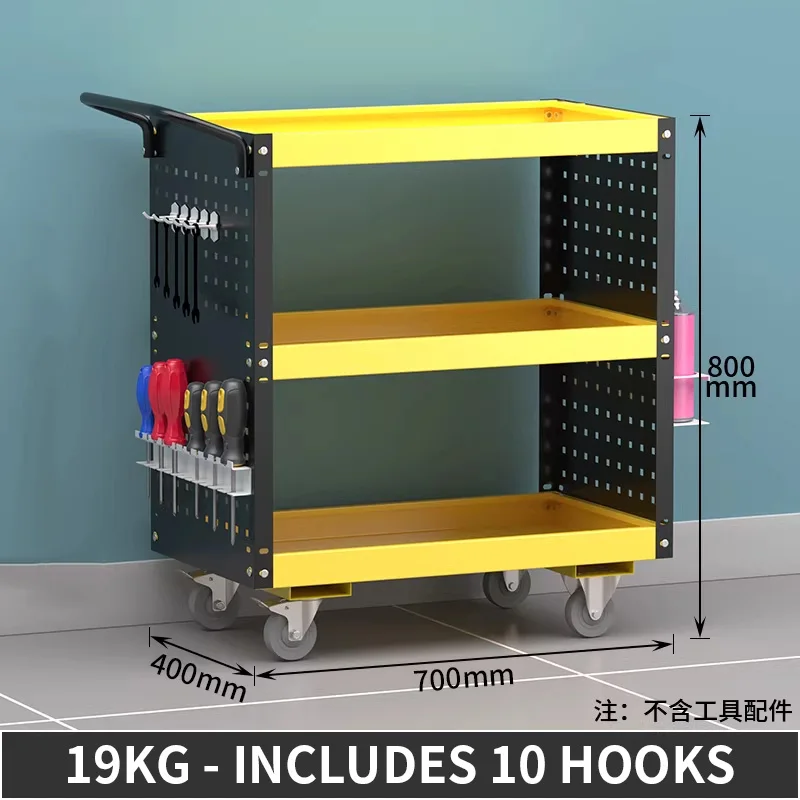 Manual Cart Mobile Workbench with Casters Pegboard Storage Auto Repair Organization With Drawers