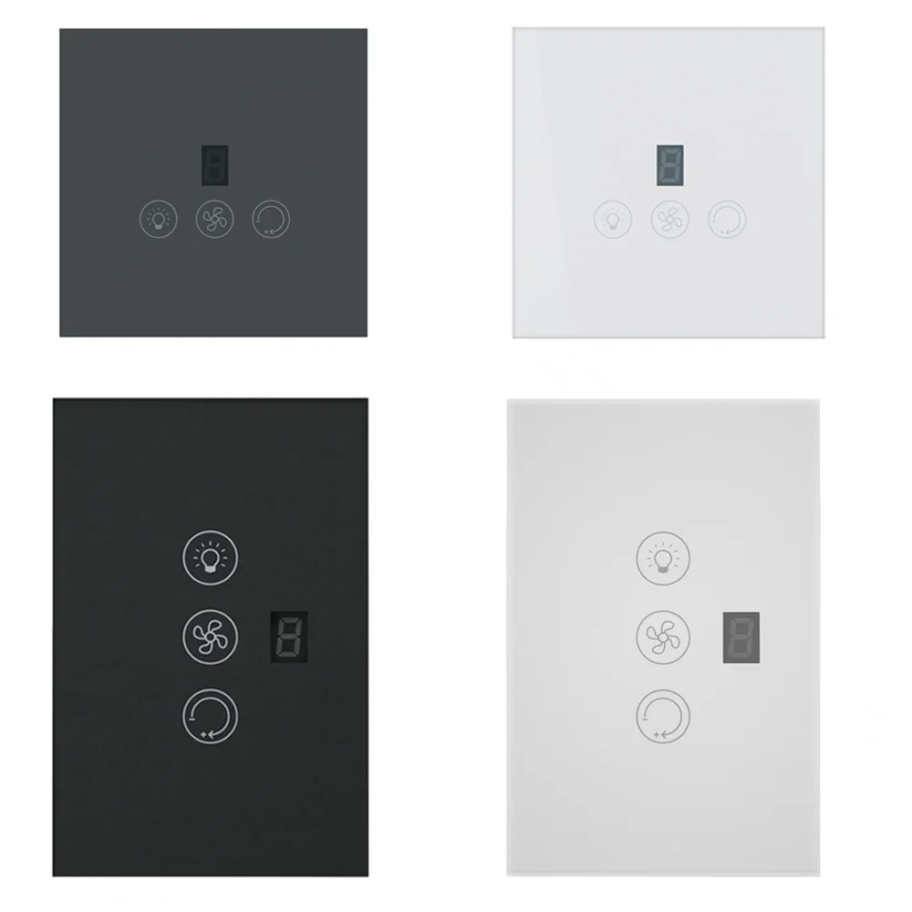 Shawader WiFi Tuya Smart Wall Light EU&US Fan Switch Lamp Controller Touch Glass Panel Wireless Remote Control Alexa Google Home