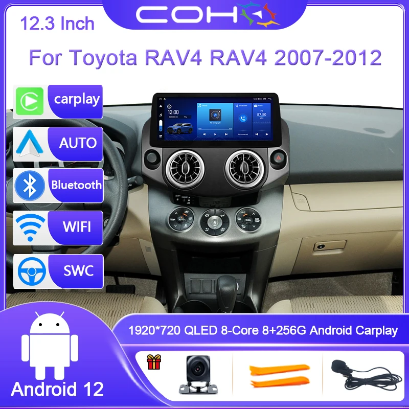 

Для Toyota RAV4 RAV 4 2007-2012 Android 12,0 Octa Core 8 + 256G 12,3 дюймовый автомобильный мультимедийный плеер стерео приемник радио