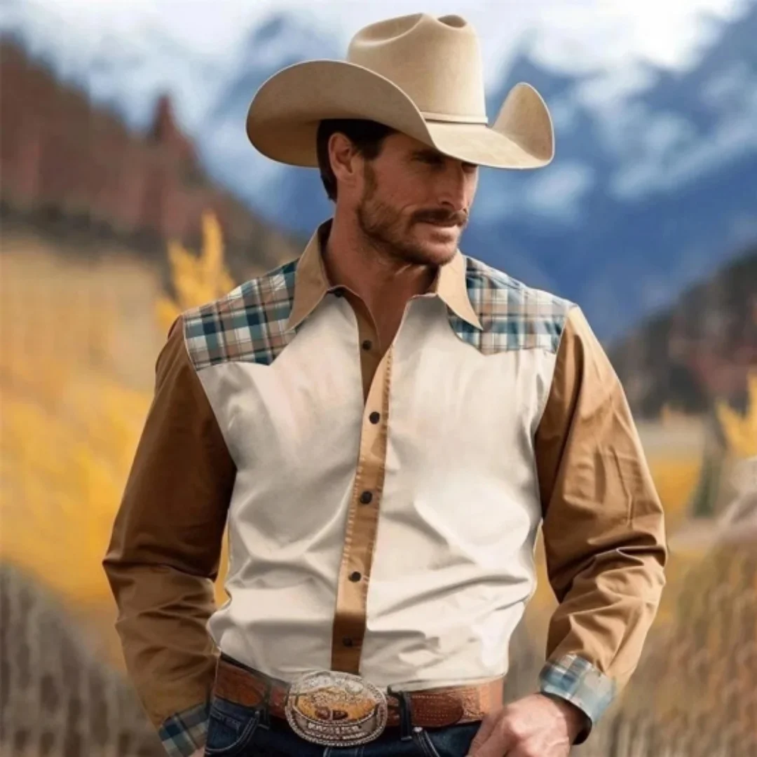 قميص الدنيم الغربي القديم للرجال، قميص يجب اقتناؤه للتسوق اليومي، قميص طية صدر السترة عصري وغير رسمي، ناعم ومريح