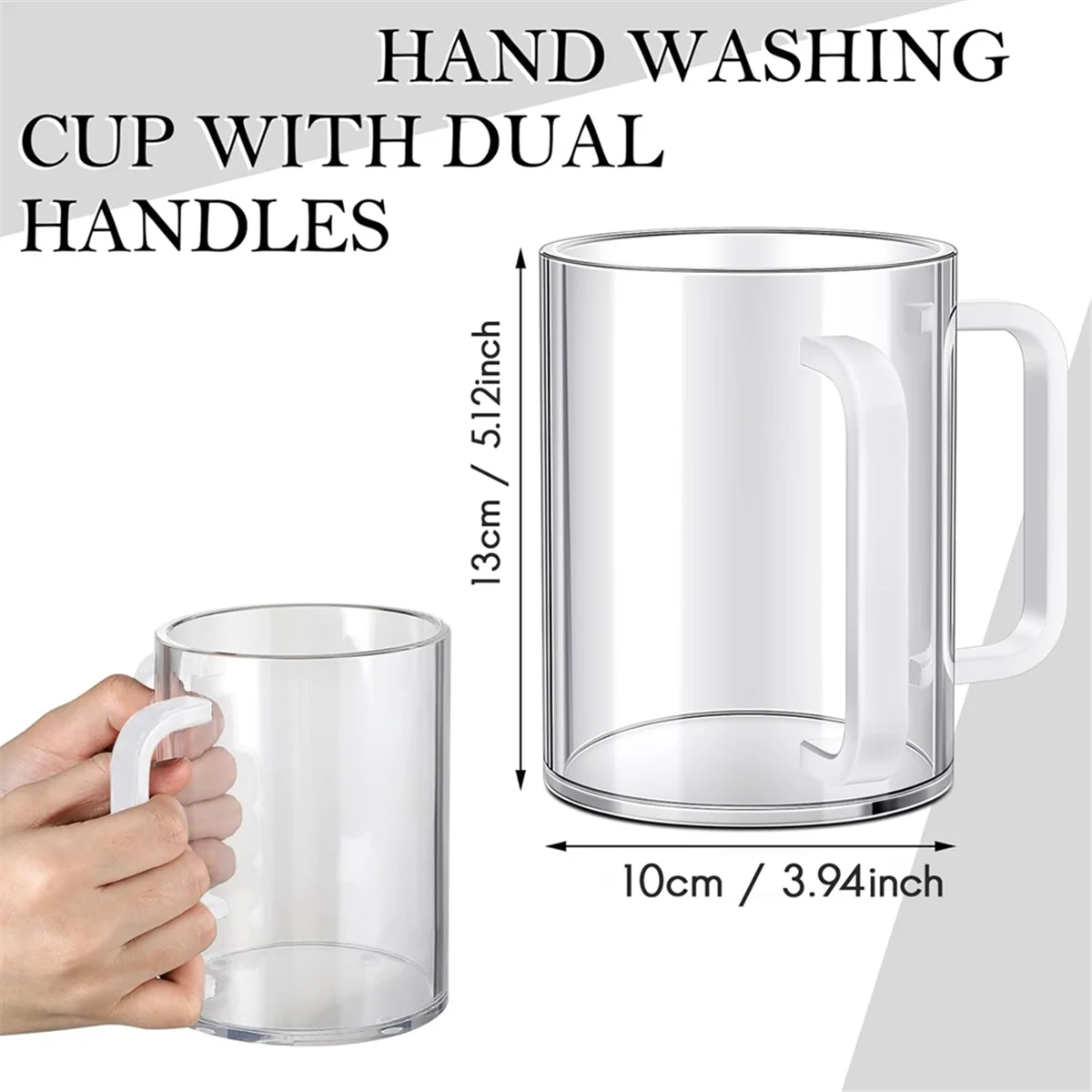 T27C Hand Washing Cup with Dual Handles Acrylic Washing Cup for Netilat YadayimNegel Vasser Wash Cup Handles for Jewish White