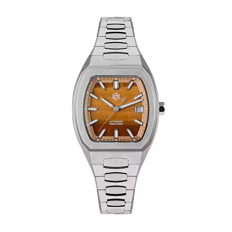 San Martin Men Automatic Watch 39.5MM Tonneau Mechanical Wristwatch Mineral Dial Sapphire 10ATM BGW-9 Luminous PT5000 SW200