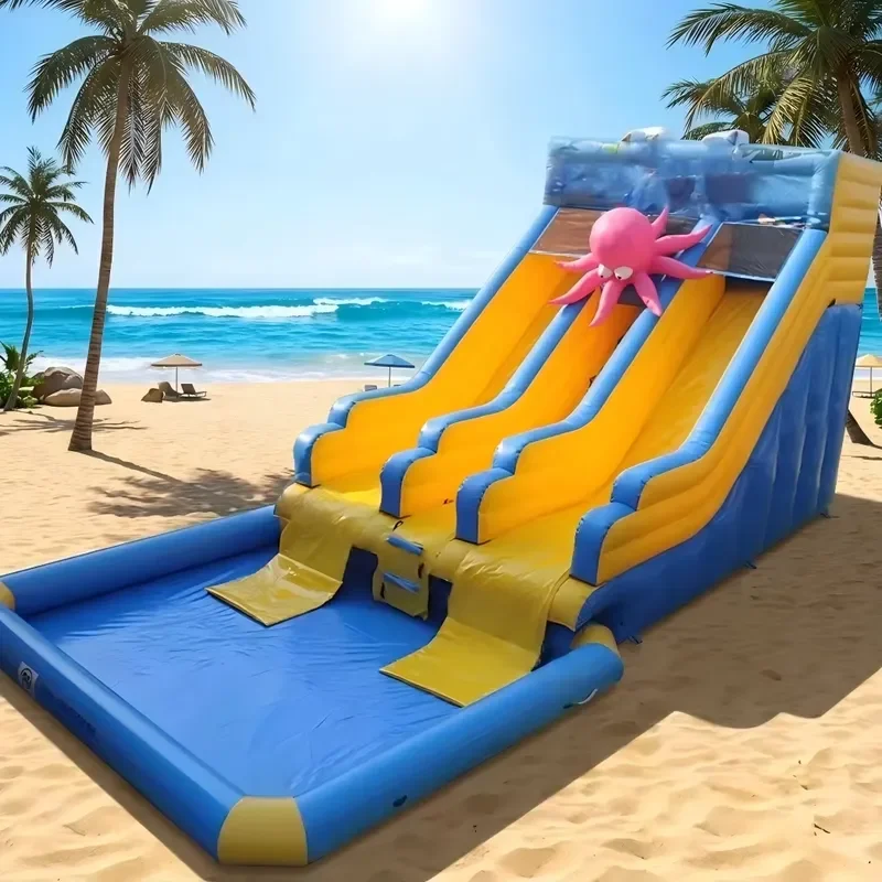 Commercial PVC Inflatable Octopus Double Lane Water Slide Adults Water Slide Aqua Slide for Water Park with Airtight Pool