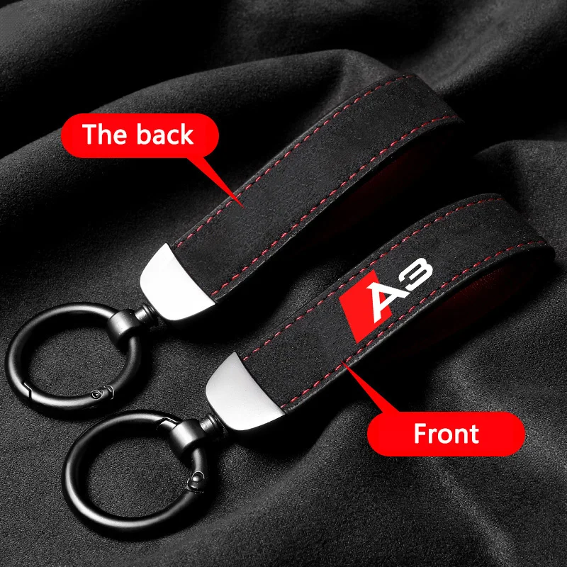 Suede Leather Car Key Rings Chain Keychain For Audi A1 A3 A4 A5 A6 A7 A8 Q3 Q5 Q7 S3 S4 S5 Logo Auto Keyring Accessories