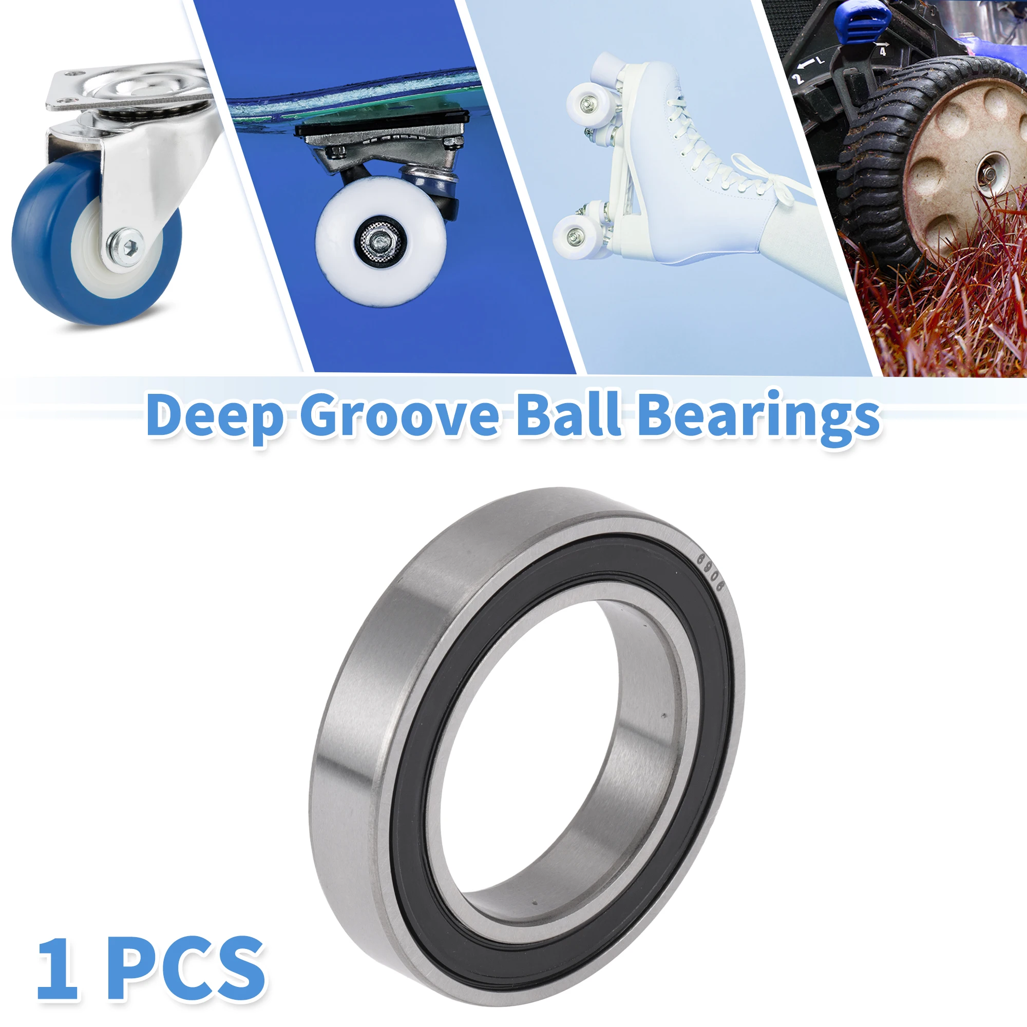 Motoforti 6906DDU Deep Groove Ball Bearings Lubricated Bearings Double Rubber Seal 30x47x9mm Black Silver Tone