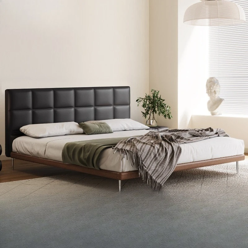 

Customizable leather bed modern minimalist