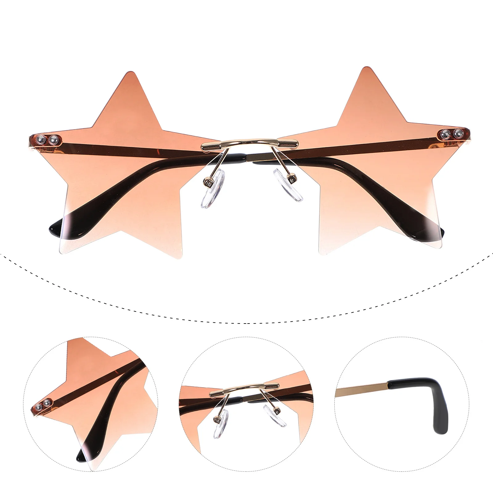 

1Pair Rimless Sunglasses Vintage Style Frameless Uv Protection Party Glasses for Women Teens Trendy Cool Beach Festival