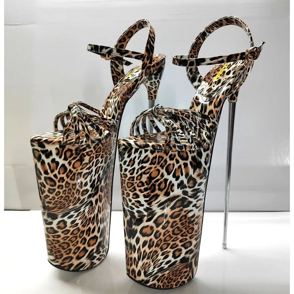 New Super High Thin Heels 30 Cm Steel Heels Large Size Women\'s Sandals Suede Black Buckle Sky-high Sexy Shoes platform sandals