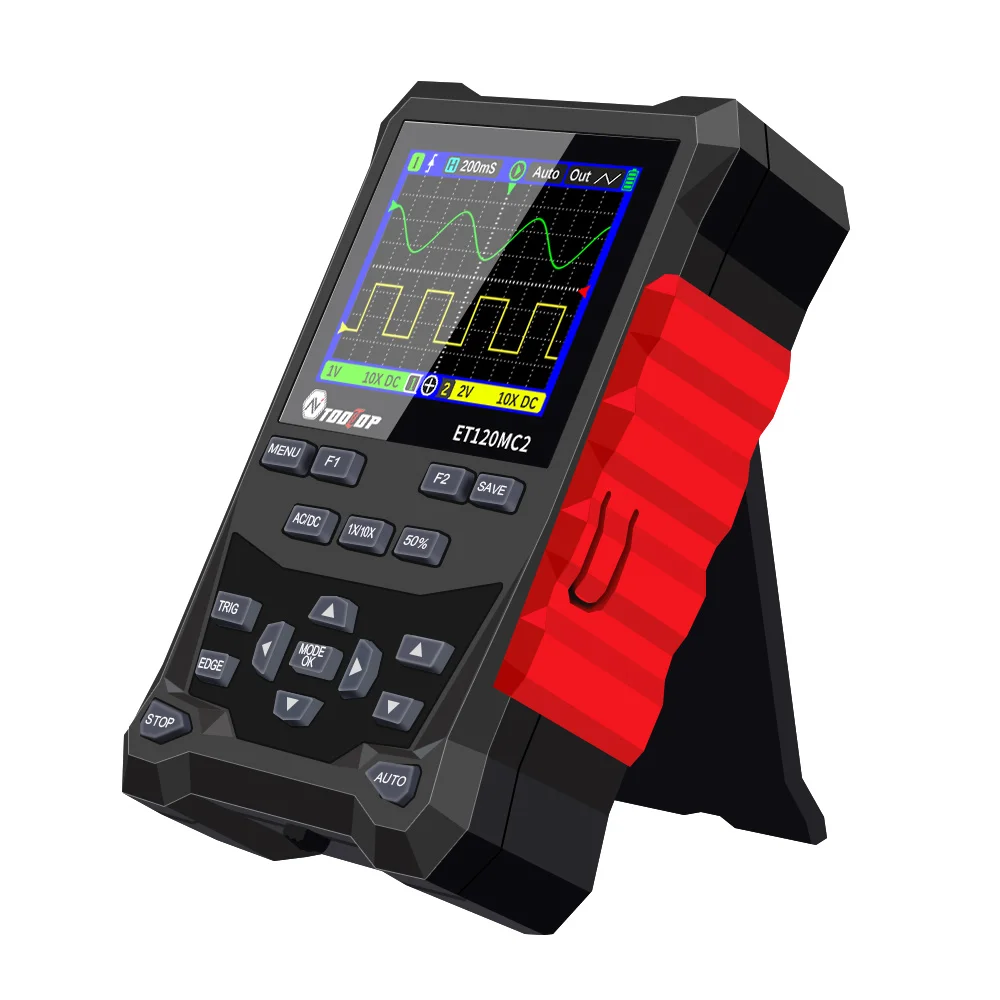 TOOLTOP 120MHz oscyloskop cyfrowy 2-kanałowy 500MSa/S częstotliwość próbkowania 10Hz-100KHz Generator sygnału sinusoidal fala trójkątna fali