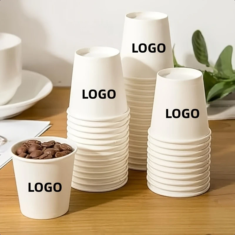 Personalized Custom Logo 50ml Disposable Paper Cups Mini Tasting Sample Cups for Party Bakery Supermarket Food Sampling