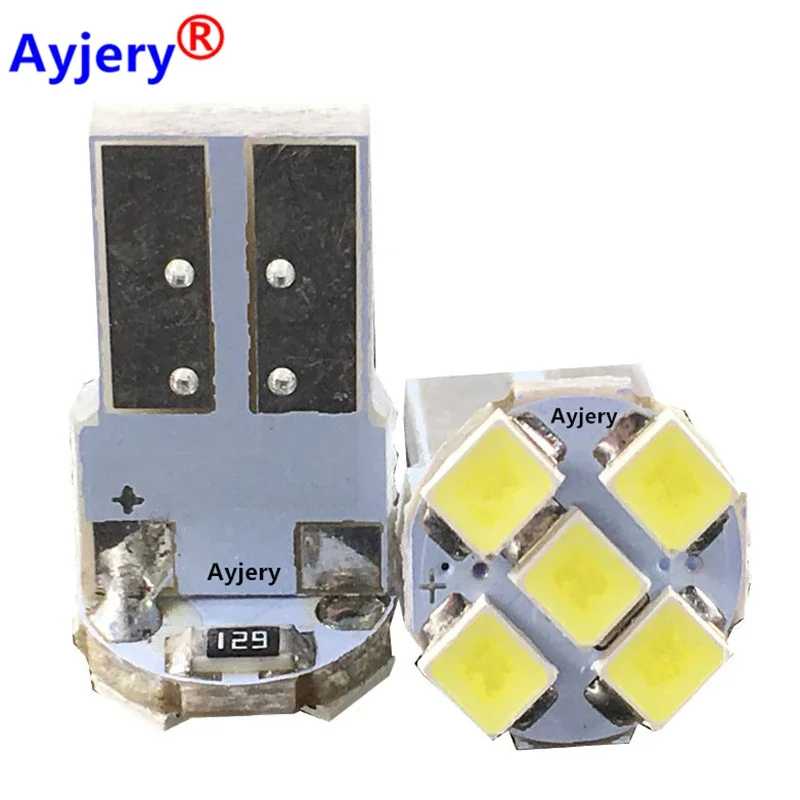 AYJERY 100pcs Super White T10 PCB 1210 3528 5 SMD Interior Light 5 LED PCB Corner Width Lamps 12V Marker Lamp Reading Light