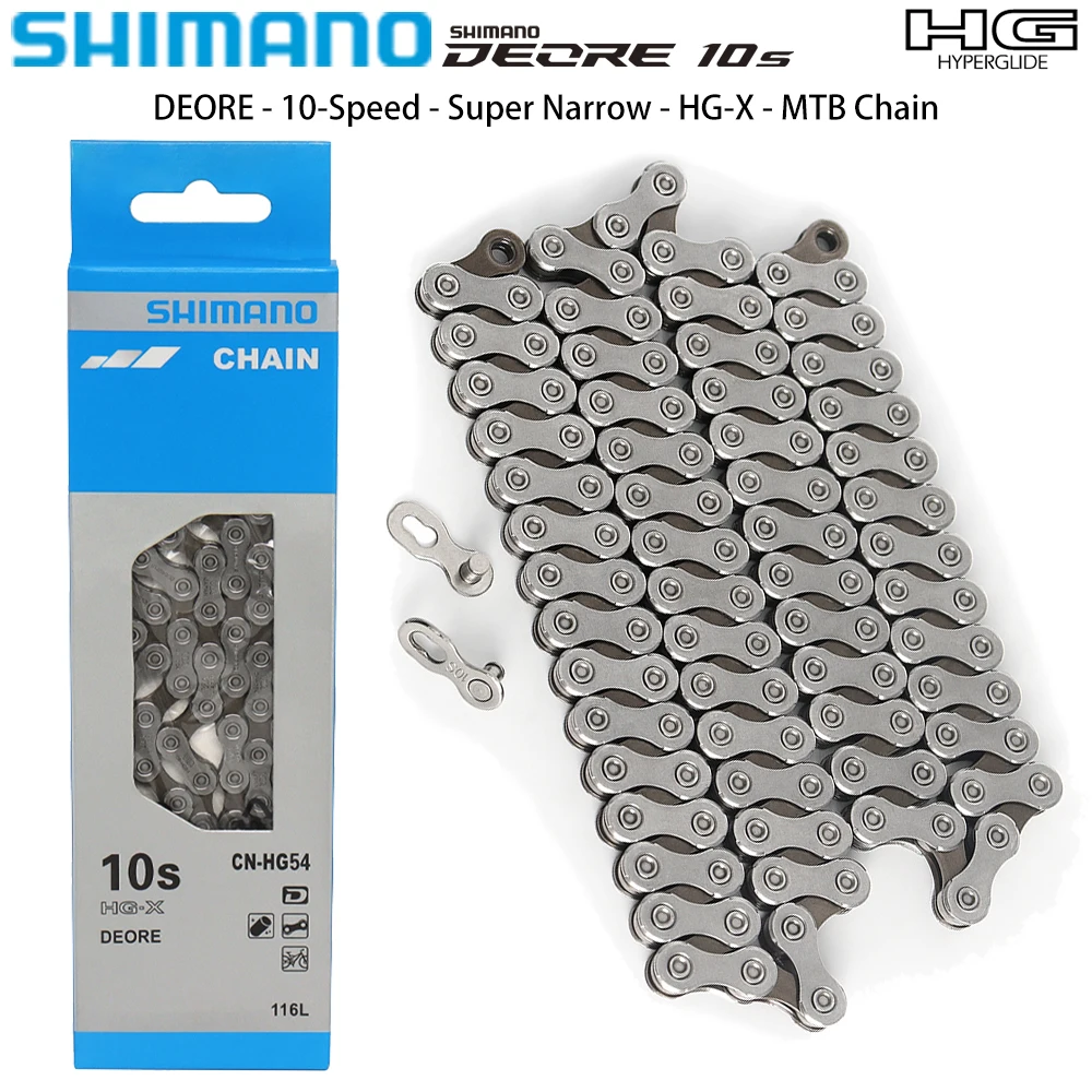 SHIMANO HG54 Chain for MTB Bike DEORE 10 Speed Super Narrow 1X10 Speed 10s 10v Mountain Bike Ebike Chain Original Parts