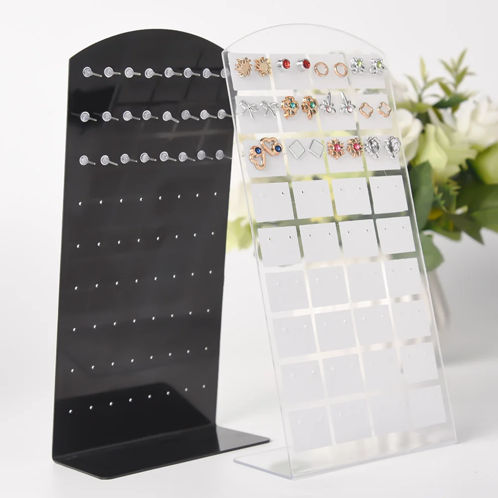 2pcs 48/72Holes Portable Earrings Ear Studs Holder Plastic Jewelry Display Holders Earring Showcase Organizer Stand Storage Rack