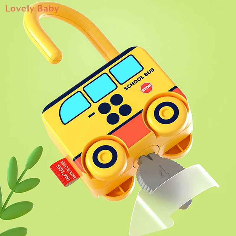 【BBS】1 Pc Random Color Kids Learning Locks with Keys Educational Numbers Matching Counting Car Toys