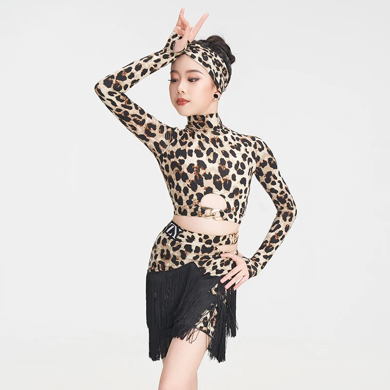 Crianças chacha dança latina franjas traje crianças competição de dança de salão terno meninas samba roupas de dança latina sl14028