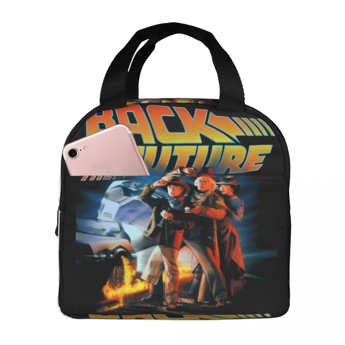 Movies Race Cars Back To The Future Lunch Bag Women Cooler Thermal Insulated Lunch Boxes for Office
