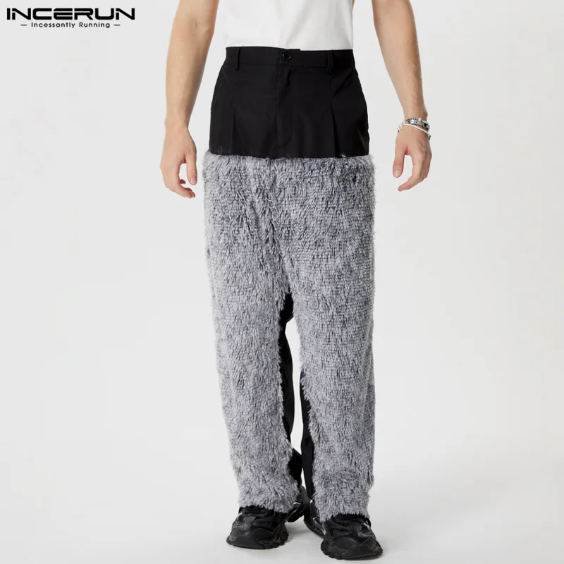 INCERUN Men Pants Tassel Patchwork Button Joggers Loose Casual Straight Trousers Men Streetwear 2024 Fashion Long Pants S-5XL