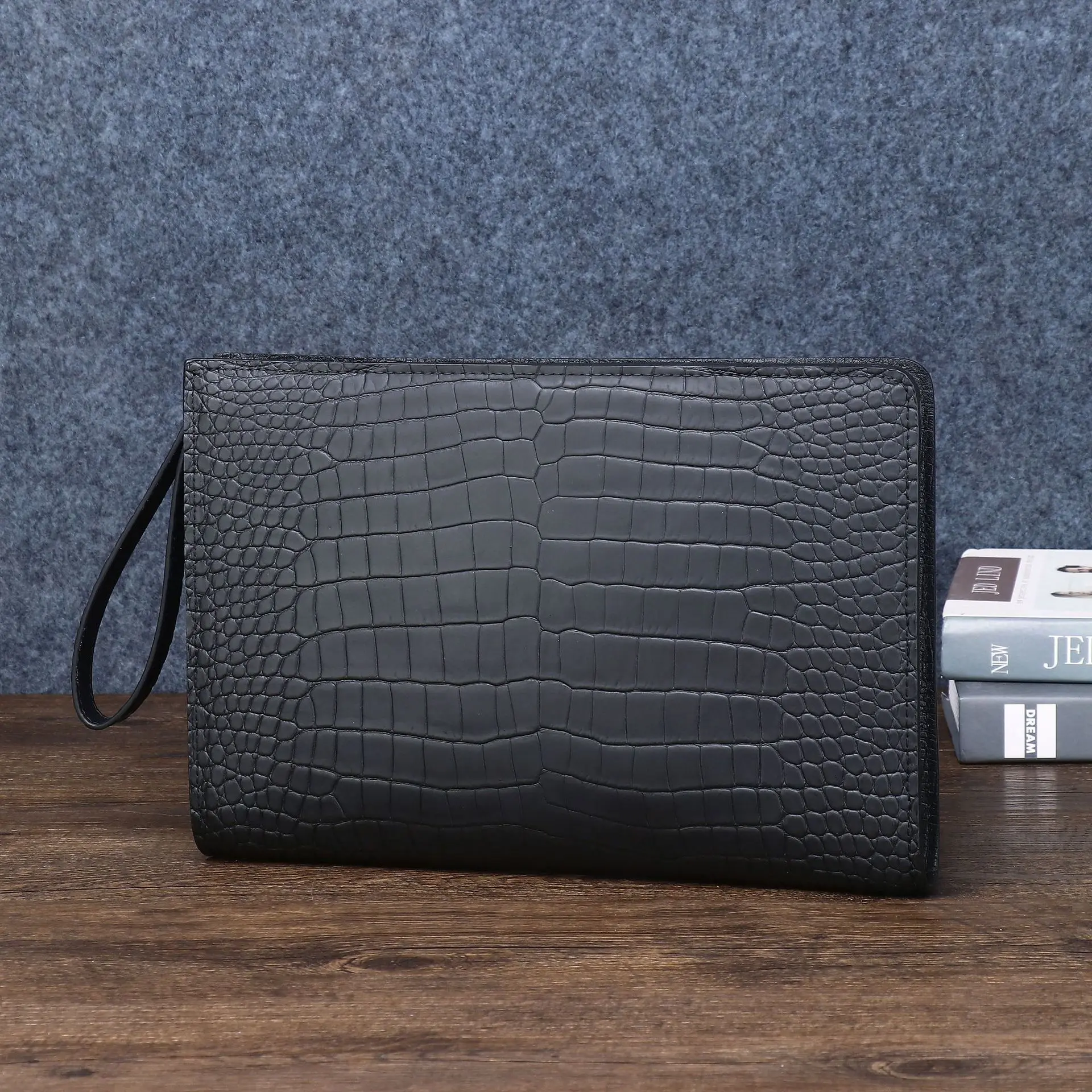 

New Misty Crocodile Belly Pattern Men's Handheld Bag, Business Wallet Bag, Card Position Multi functional Handheld Bag