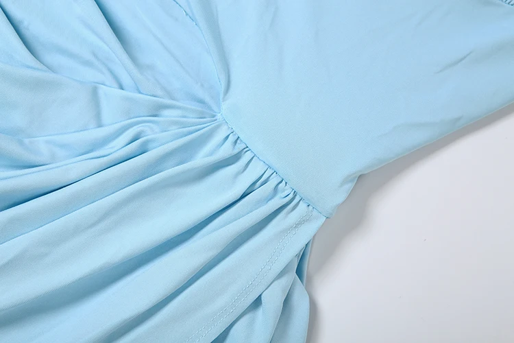 Nibber Elegantes Rückenfreies Kleid für Bankette und Partys, Sexy Mode mit Neckholder, Tiefem V-Ausschnitt, Gerafftem Patchwork und Hohem Schlitz, Schlichtes Bodycon-Kleid – Detail 8