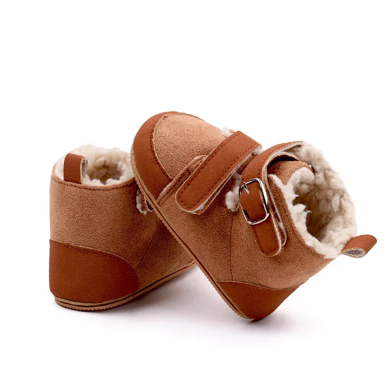 Winter Baby Shoes Girls Boys Suede Plush Cotton Boots Snow Non-Slip Infant Kids Warm Walking