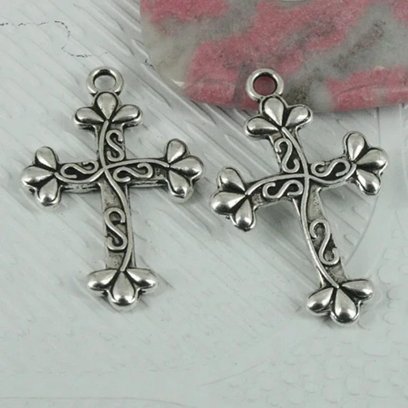 

10PCS 35*23mm Tibetan Silver Color Branch Pattern Cross Charms EF0391 Jewelry Mens Necklace