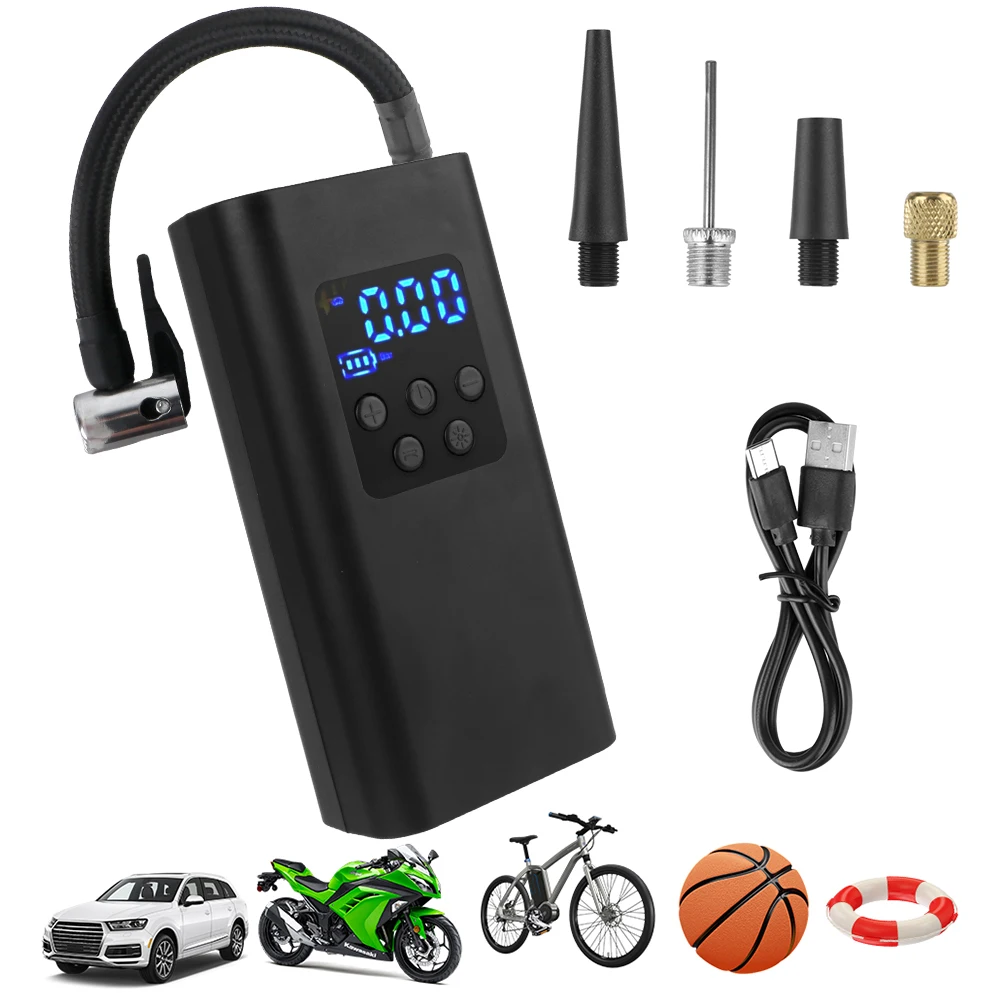 LCD Display Digital Tire Air Pump for Car Motorcycle Bicycle Ball Air Compressor 150PSI 50W Portable Inflator JN8055