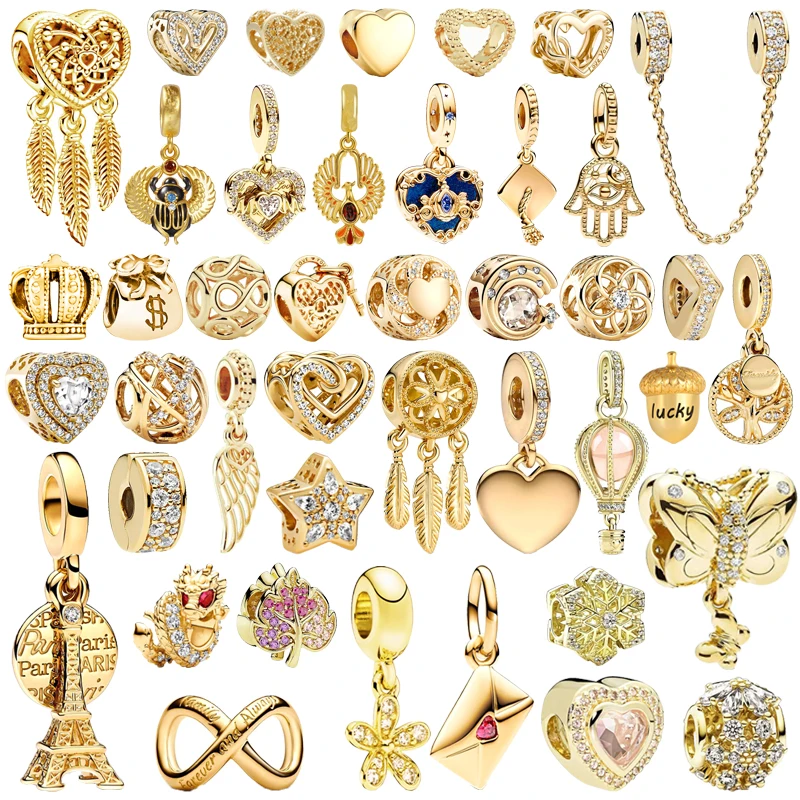 الذهب برج ايفل منطاد الهواء الساخن الحب رسالة مغلف قلوب خرز تميمة صالح الأصلي الأوروبي 925 الفضة سوار DIY بها بنفسك مجوهرات