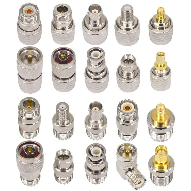 New 20PCS RF Coaxial Connector Kit UHF SO239 PL259 Adapter Set UHF to SMA/BNC/N/UHF/F Adapter Coax Adapter for CB Antenna