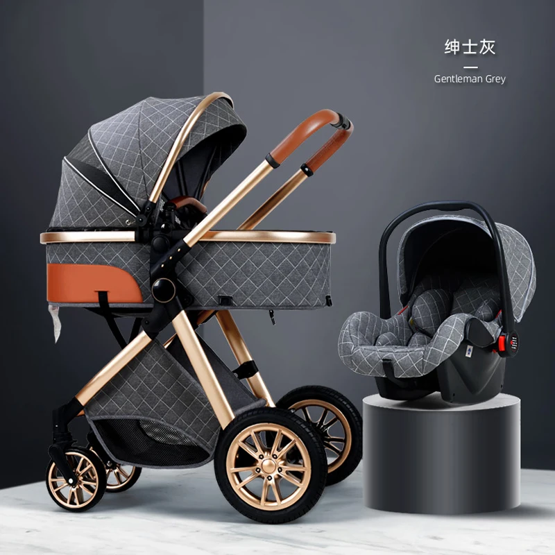 Multi-functional stroller baby 4 in 1 High landscape Can Sit Reclining Light Folding Two-way Eggshell design Baby Stroller