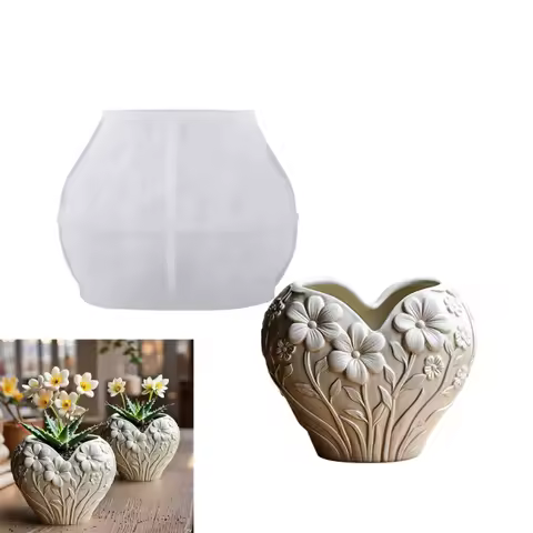 H7EB Heart Flower Container Silicone Mold for Handmade Jewelry Crafting Resin Casting and Home Deck Easy Releasing Design