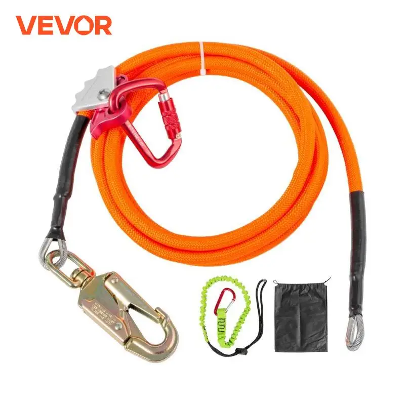 VEVOR Steel Core Lanyard Kit Flipline With Climbing Carabiner Swivel Snap Triple Lock Carabiner Adjuster For Tree Rock Climber