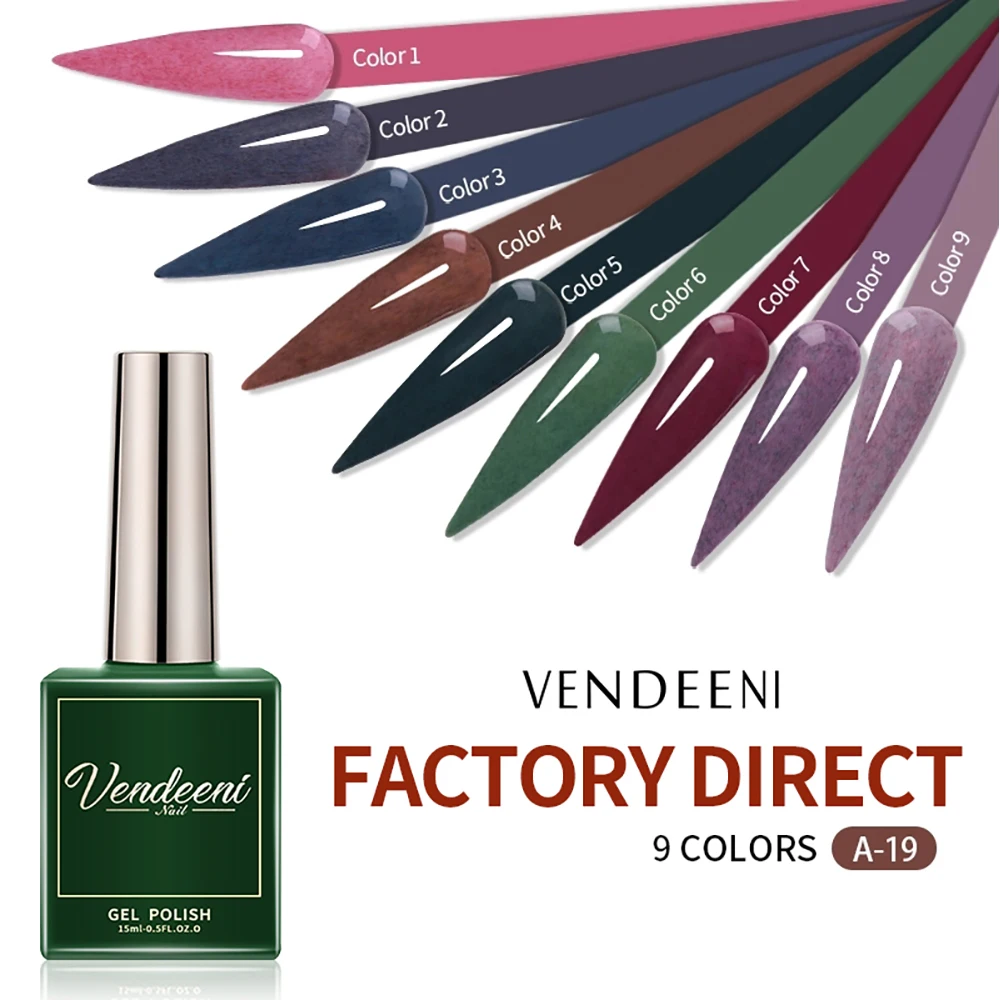 Vendeeni 9 Colors Fur Effect Gel Nail Polish UV Soak Off Animal Fur Texture Gel Varnish Knitted Wool Long Lasting Gel Lacquer