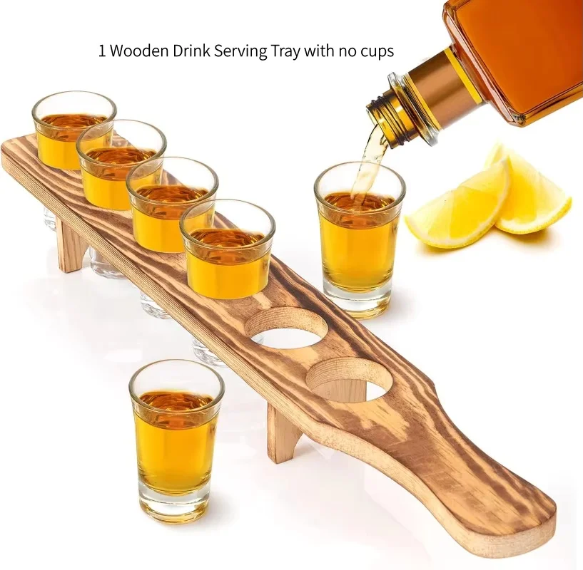 Soporte de vidrio con 6 agujeros, estante para tazas, accesorios de bar, organizador, bandeja para servir, almacenamiento de cocina, madera para Club, fiesta, Bar, soporte de vidrio