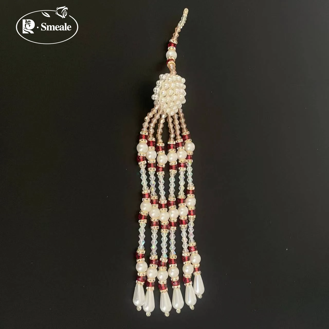 Kristallperlen mit Diamanten-Quaste. Hängende Perlenohrringe, Kopfschmuck, Strass-Schmuck, Spitze, DIY-Bastelzubehör. Qualitätsware RS253211 – Detail 6
