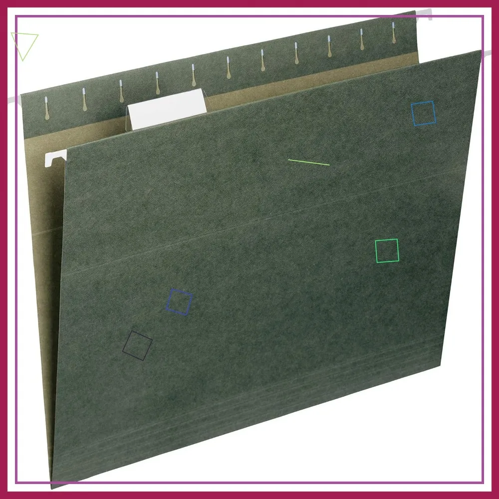 

Adjustable Tab Hanging File Folders, Letter Size, Standard Green, 50 Count for Filing Cabinets and Organizers