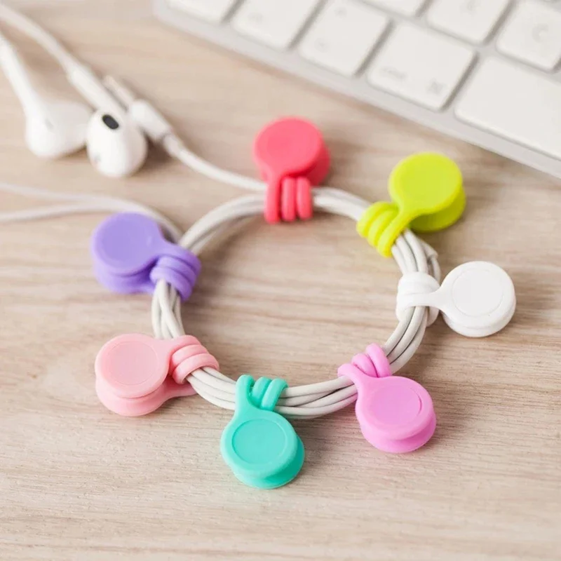 3pcs Silicone Cable Organizer Magnetic Earphone Cable Clips USB Data Line Holder Charging Cord Cable Winder Desk Accessories