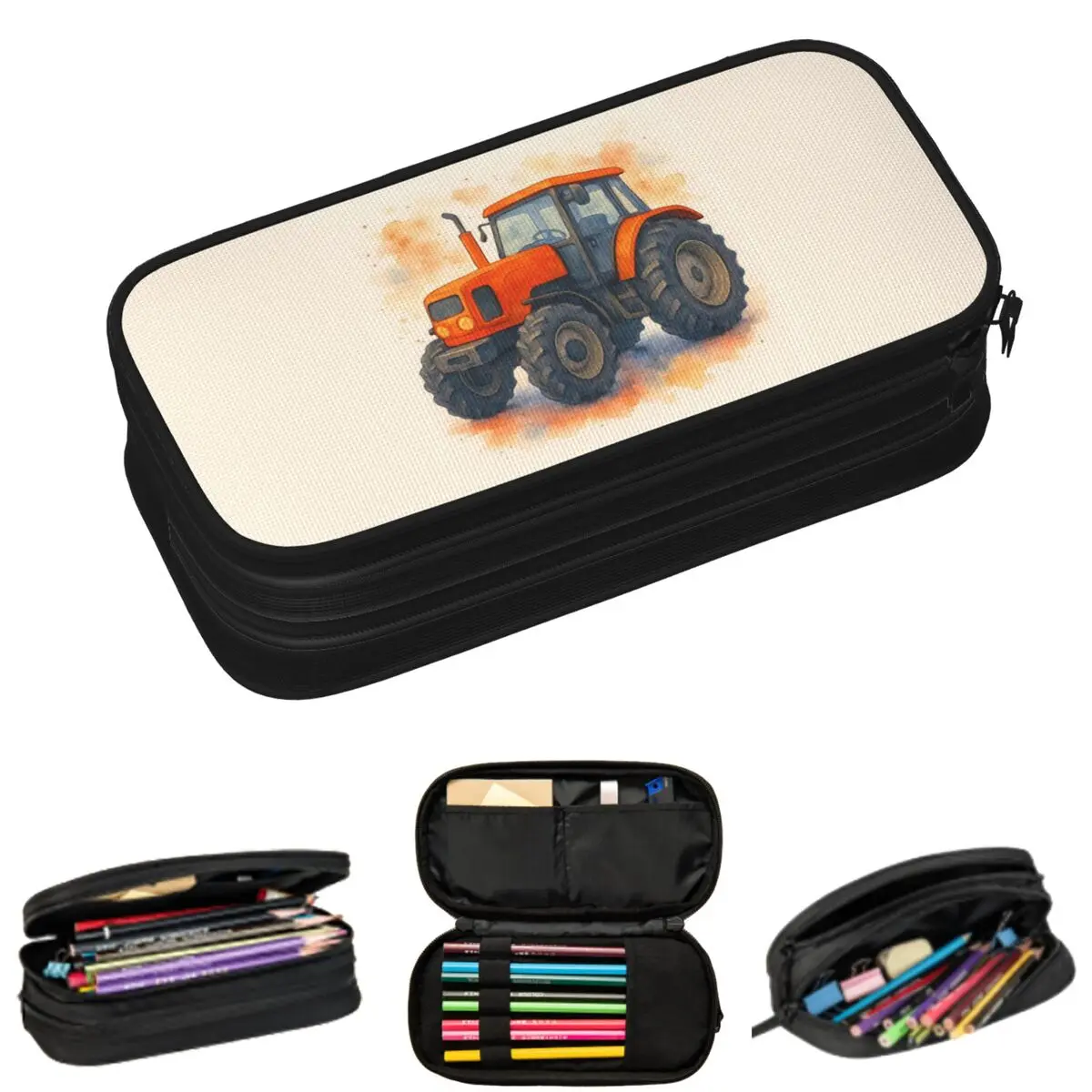

Пеналы с принтом мультяшного сельскохозяйственного трактора для школьников, большая сумка-пенал для ручек и карандашей, вместительный пенал для хранения