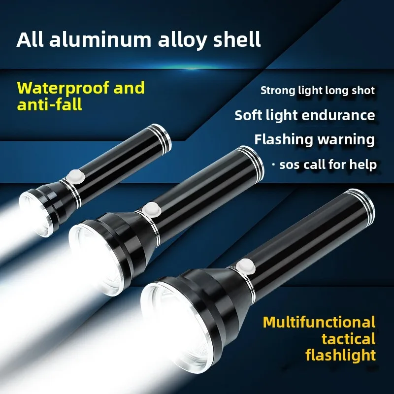 Compact Durable Tactical High Power LED Flashlight USB Rechargeable Waterproof Outdoor Long Range Aluminum Alloy Strong Light